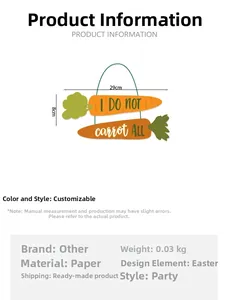 Close-up of Easter carrot hanging sign with I DO NOT CARROT ALL text and size details