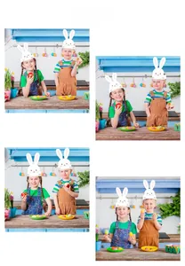 Mehrere Ansichten von Kindern mit Osterhasen-Stirnbändern aus Papier für Geburtstagsfeiern