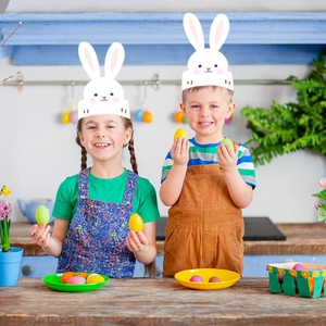 2er Set DIY Osterhasen Papier Partyhüte mit süßen Ohren für Kindergeburtstage