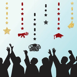 Glitzernde Abschlussfeier Banner mit Congrats GRAD Sternen und Hut Hängedekoration