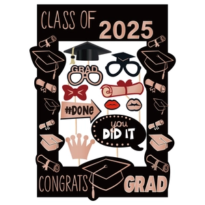 Kit accessoires photo remise des diplômes 2025 avec cadre géant et décors de fête