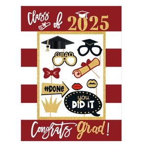 Kit accessoires photo remise de diplôme 2025 avec cadres et décorations de fête