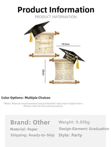 Size specifications of paper graduation party game cards with doctoral cap design