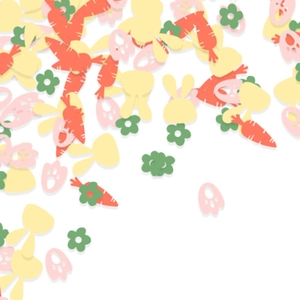 Easter confetti kit with rabbit carrot and flower shapes for party table decorations
