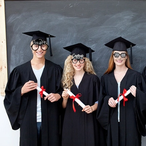 Funny 2025 graduation party glasses with doctoral hats for festive photo booth props