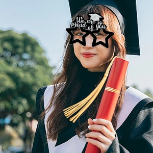 Funny graduation 2026 star-shaped glasses with We are so proud of you text for parties