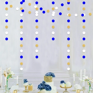 Ghirlanda di carta blu bianco e oro glitterato per decorazione festa di laurea 2026