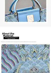 Detaillierte Makroansicht des blauen Jacquard-Stoffes mit Wellenmuster auf der Handtasche