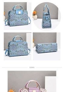 Détails du sac à main en tissu à motif de vagues avec poignée en métal et cuir raffiné