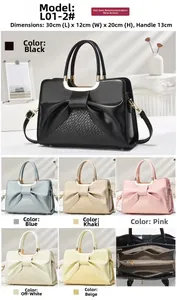 Detailed view of tote bag L01-2 featuring bow design and 30x12x20cm dimensions