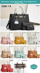 Three-piece handbag set featuring crocodile pattern tote, envelope pouch, and card holder