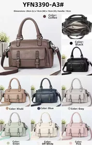Detailed size specifications for soft leather Boston bag with 8 color options available