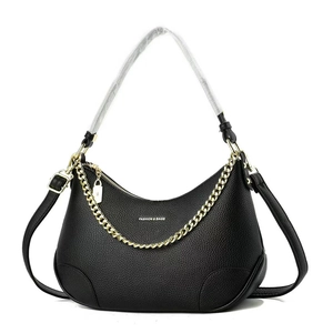 Damen Halbmond Tasche Hobo Bag Lychee Muster PU Leder Goldene Kette Unterachsel Schultertasche Lässige Handtasche