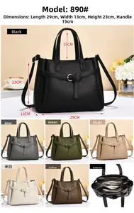 Detailed view of large capacity tote bag with dimensions and pebbled leather texture
