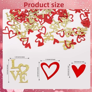 Red heart and golden LOVE confetti sequins for Valentine's Day party and wedding decorations