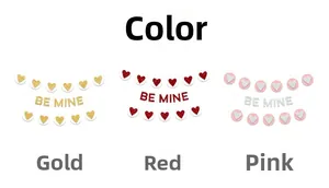 Glitzernde Be Mine Herzbanner in Gold, Rot und Rosa für Valentinstag Dekorationen