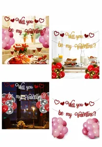 Kit de San Valentín con cartel 'Will you be my Valentine' y globos de colores variados