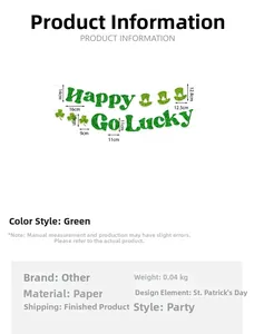 Détail de la bannière scintillante Happy Go Lucky de la Saint-Patrick avec trèfles et chapeau