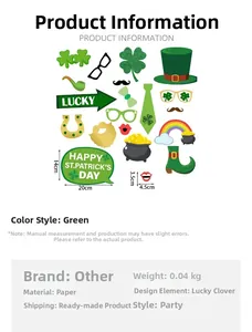 Detailed size specifications for St. Patrick's Day paper photo booth props set