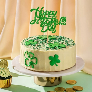 St Patricks Day Cake Toppers Green Glitter Shamrock Leprechaun Hat Party Decorations Irish Festival Food Picks
