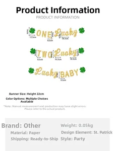 Detailed size chart for St. Patrick's Day clover banners with specific dimensions