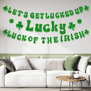 Bannière De La Saint-Patrick Guirlande De Trèfle À Paillettes Vertes Pour Décorations De Fête Irlandaises