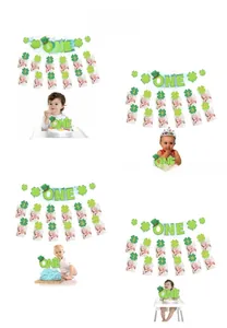 Détails du kit de décoration premier anniversaire St Patrick avec guirlande de trèfles
