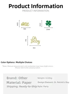 Detailed view of Saint Patrick's Day glitter paper confetti with size measurements