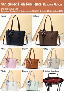 Detailed view of tote bag size dimensions and internal multi-compartment structure