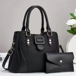 Sac à Main Femme en Cuir PU à Texture Tissée Et Portefeuille Sac Bandoulière Grande Capacité pour Bureau Mode Sacs