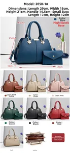 Vues détaillées de l'ensemble de sacs pour femmes avec intérieur et sept coloris