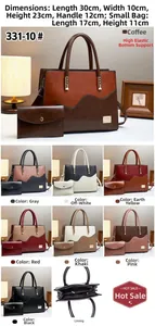 Detail view of bicolor tote bag set with dimensions and interior storage layout