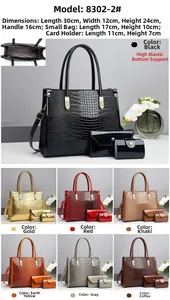 Ensemble de sacs à main trois pièces pour femmes avec texture crocodile en sept coloris