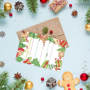 Kerst uitnodigingskaarten met Kerstman, peperkoekman en feestelijke enveloppen sets