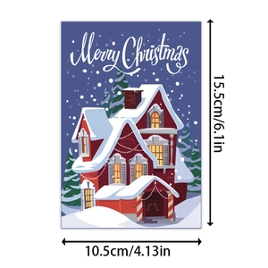 Cute cartoon Christmas greeting card with snow house illustration, size 15.5cm x 10.5cm