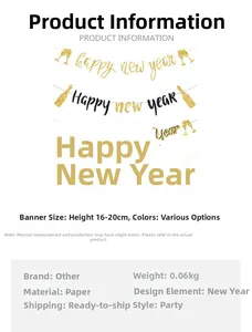 Détail de la bannière scintillante 2026 Happy New Year avec motifs bouteilles et verres