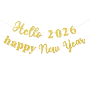 Bannière Hello 2026 Happy New Year Guirlande Suspendue En Papier Pailleté Décorations De Fête