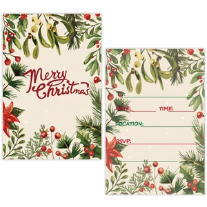 Elegante Merry Christmas uitnodigingskaarten met feestelijke motieven en RSVP