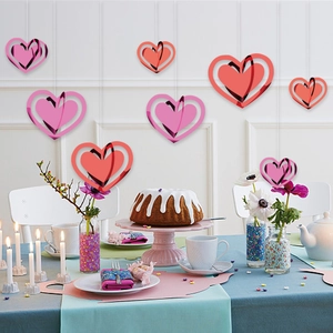 3D hollow heart hanging ornaments in red and pink for romantic party decorations
