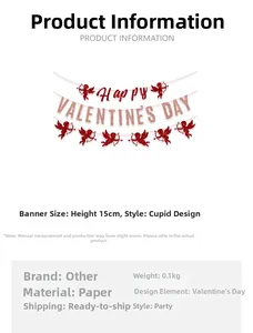 Détail de bannières scintillantes de la Saint-Valentin avec silhouettes de Cupidon rouges