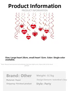 Detail of red heart spiral hanging swirls for Valentine's Day party decor