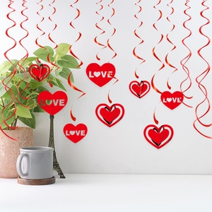 Red spiral heart swirl decorations for Valentine's Day party scene arrangements