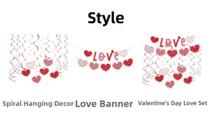Tre opzioni di striscioni a cuore e decorazioni a spirale per San Valentino
