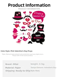 Set de 20 accessoires photo pour Saint-Valentin avec chapeaux cœurs et lunettes