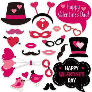 Accessoires Photobooth Saint Valentin Papier Cœur Lèvres Moustache Lunettes Décoration De Fête Portable Mignon Amusant