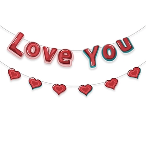 Romantic Love You red heart banner decorations for wedding and Valentine party backdrop