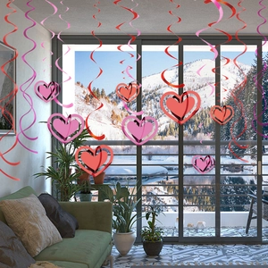 Rote und rosa Herz-Spiralanhänger für Valentinstag Party-Dekoration Deckenhänger