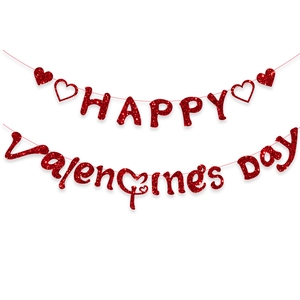 Glitzerndes rotes Happy Valentine's Day Banner Set mit Herzen für Partydekoration