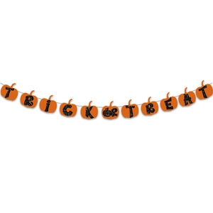 Glittery Trick or Treat orange pumpkin banner for Halloween party wall decorations