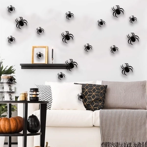 36pcs black 3D spider wall stickers for Halloween party home decoration with 3D effect